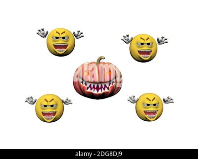 Happy Halloween Smiling Emoticon - 3d rendering Stock Photo