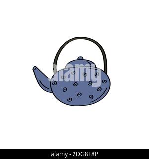 Tea pot sign. Kettle icon. Kitchenware element. Vector doodle illustration Stock Vector