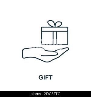 Gift icon. Line style element from loyalty program collection. Thin Gift icon for templates, infographics and more Stock Vector