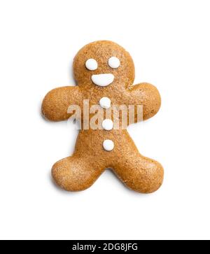 Xmas gingerbread man isolated on white background isolated on white background. Stock Photo