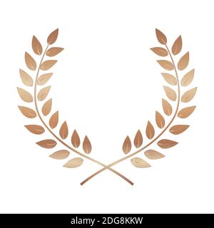 Bronze Award Laurel Wreath. Winner Leaf label, Symbol of Victory. Illustration Stock Photo