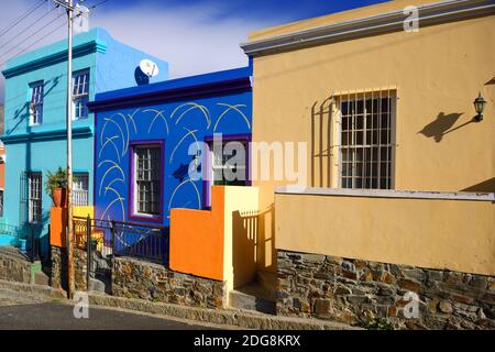 Farbige Häuser in Bo Kaap, malayisch, moslimisches Viertel, Kapstadt, West Kap, Western Cape, Suedafrika, Afrika Stock Photo