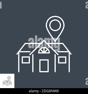 Stay Home related vector thin line icon. Stock Vector
