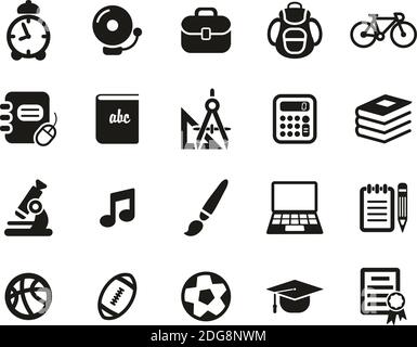 University Or College Icons Black & White Set Big Stock Vector