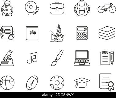 University Or College Icons Black & White Thin Line Set Big Stock Vector