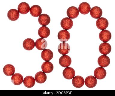 Numeral 30, thirty, from decorative balls, isolated on white background Stock Photo