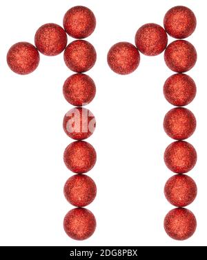 Numeral 11, eleven, from decorative balls, isolated on white background Stock Photo