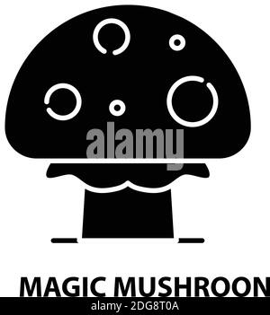 magic mushroon icon, black vector sign with editable strokes, concept illustration Stock Vector
