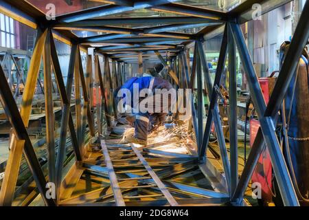 The old Assembly plant of metal structures Stock Photo