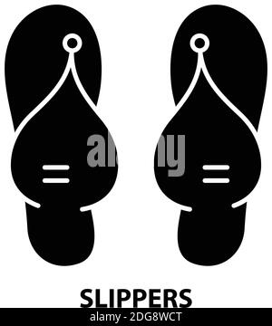 slippers icon, black vector sign with editable strokes, concept illustration Stock Vector