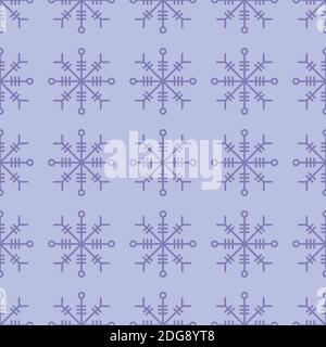 Purple seamless pattern with simple purple snowflakes for Christmas and New Year design, wrapping paper, wallpapers.  Stock Vector