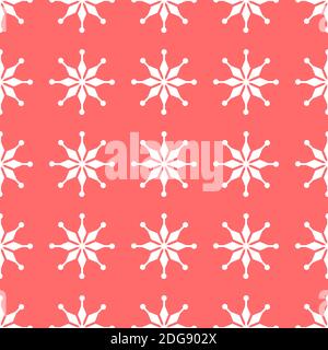 Red seamless pattern with simple snowflakes for Christmas and New Year design, wrapping paper, wallpapers.  Stock Vector