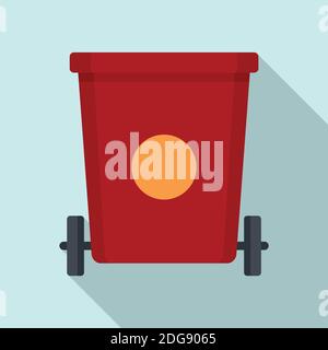 Room service garbage cart icon, flat style Stock Vector