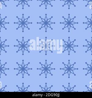 Blue seamless pattern with simple dark blue snowflakes for Christmas and New Year design, wrapping paper, wallpapers.  Stock Vector