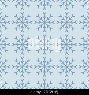 Blue seamless pattern with simple blue snowflakes for Christmas and New Year design, wrapping paper, wallpapers.  Stock Vector