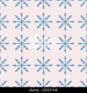 Seamless pattern with simple blue snowflakes for Christmas and New Year design, wrapping paper, wallpapers.  Stock Vector