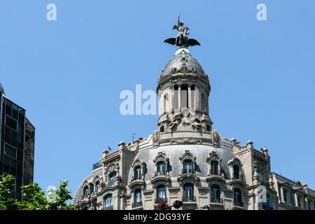 BARCELONA, SPAIN/EUROPE - JUNE 1 :Angel on a Phoenix statue on a building in Barcelona on June 1, 2006 Stock Photo