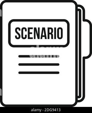 Scenario folder icon, outline style Stock Vector
