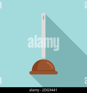 Cleaning toilet sucker icon, flat style Stock Vector