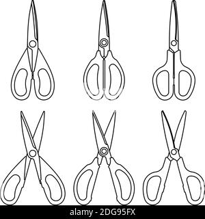 Cutting tool. Scissors. Shears. Thin line icons Stock Vector