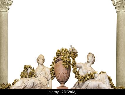 Landscape Blank Frame With Sculpture Bottom Borders Stock Photo