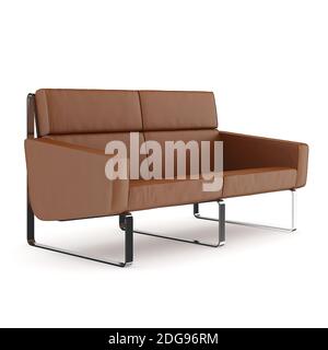Interior: small modern brown sofa . 3D rendering. Stock Photo