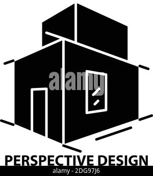perspective design icon, black vector sign with editable strokes, concept illustration Stock Vector