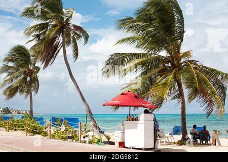 San Andres Island, Colombia - South America - Beach stand selling drinks in the main beach of the island. Stock Photo