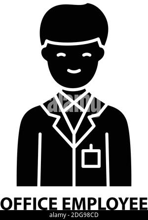 office employee icon, black vector sign with editable strokes, concept illustration Stock Vector