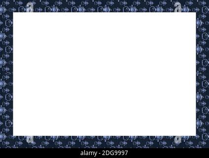 White Landscape Frame with Decorated Blue Borders Stock Photo