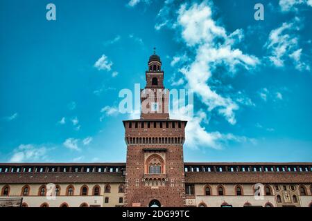 The magnificent Sforza Castle , Castello Sforzesco in Milan, Italy Stock Photo