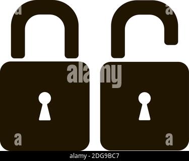 Two padlocks of simple form open close Stock Vector