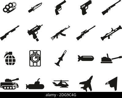 Weapons Icons Black & White Set Big Stock Vector