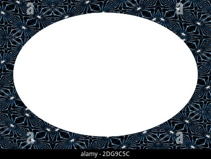 White Landscape Frame With Blue Decorated Circle Borders Stock Photo