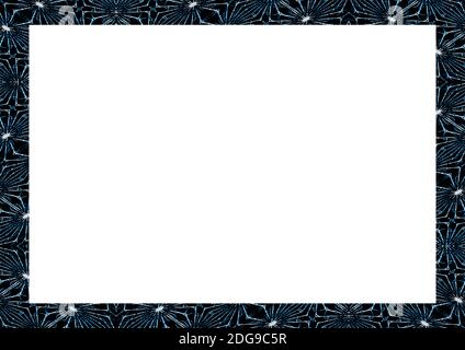 White Landscape Frame With Blue Decorated Edges Stock Photo