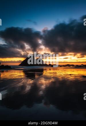 Sunset at Camel Rock, Northern California Coast Stock Photo
