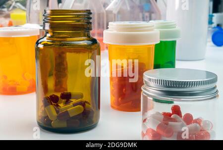 Boats of medicine amber transparent, conceptual image Stock Photo