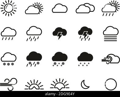 Weather Icons Black & White Set Big Stock Vector