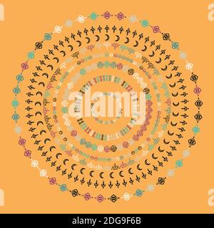 Mandala ethnic ornaments. Tribal line geometric design, aztec style, native american texile. Vector elements for textures, patterns. Stock Vector