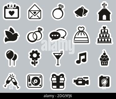 Wedding Icons Black & White Set Big Stock Vector Image & Art - Alamy