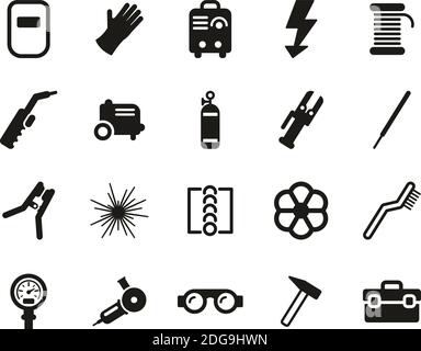 Welding & Welding Equipment Icons Black & White Set Big Stock Vector