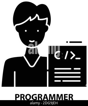 Laptop With Binary Code Icon. Editable Bold Outline With Color Fill ...