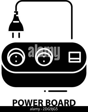 power board icon, black vector sign with editable strokes, concept illustration Stock Vector