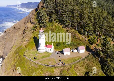 Heceta Head Lighthouse On The Oregon Coastline Stock Photo