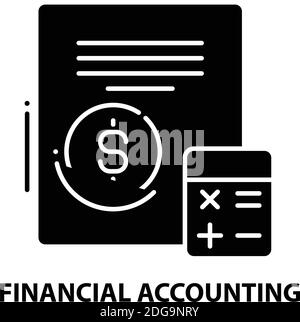 financial accounting system icon, black vector sign with editable strokes, concept illustration Stock Vector