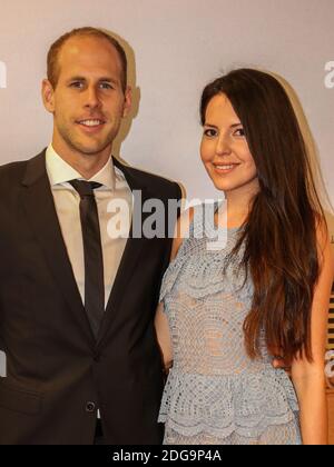 Soccer goalkeeper Peter Gulacsi RB Leipzig with wife Diana 11th GRK Charity Masters Leipzig 2018 Stock Photo