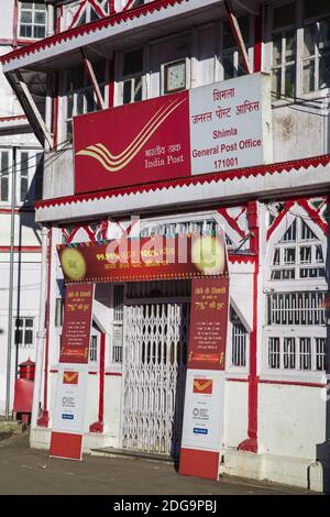 India, Himachal Pradesh, Shimla, The Ridge,  Half-timbered General post Office Stock Photo