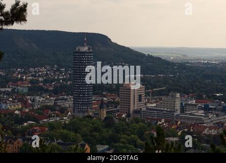 View on jenas cityscape and church at summer from landgrafen Stock Photo