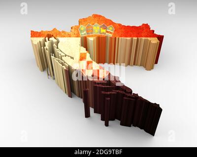 Croatia 3d map textured with a Croatian flag Stock Photo