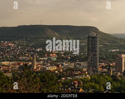 View on jenas cityscape and church at summer from landgrafen Stock Photo